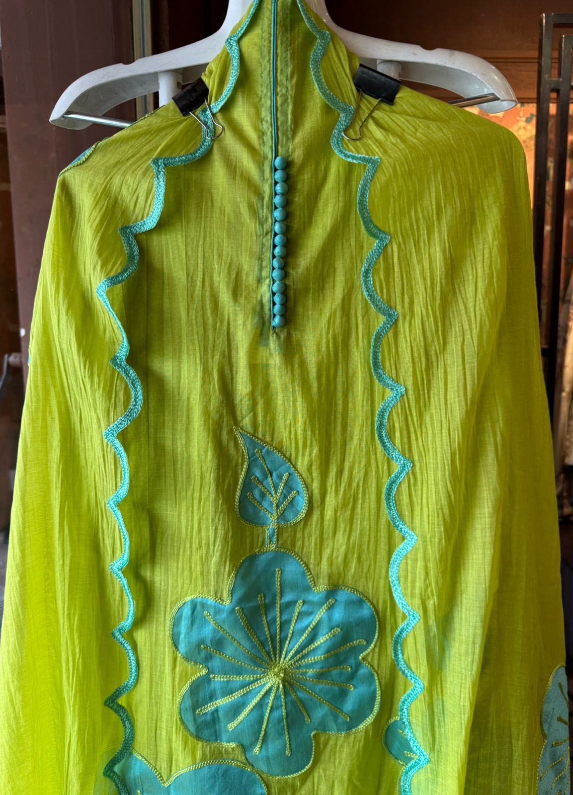 Unstitched Crushed Mul chanderi Suit