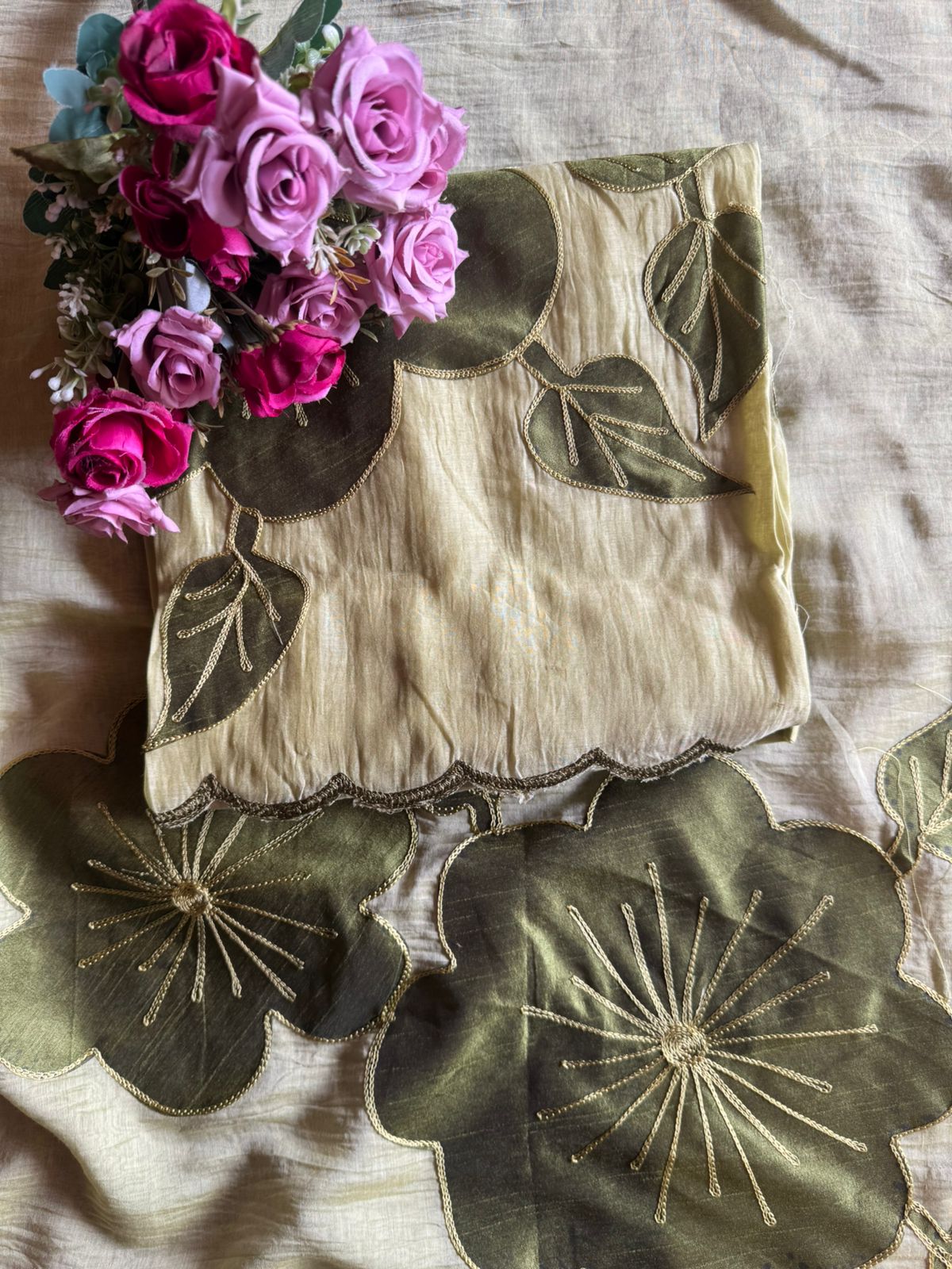 Unstitched Crushed Mul chanderi Suit