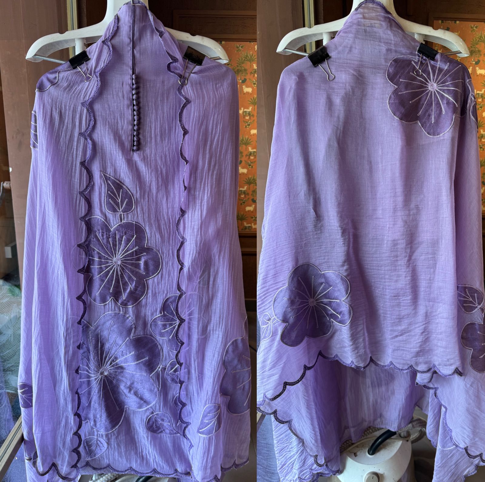 Unstitched Crushed Mul chanderi Suit