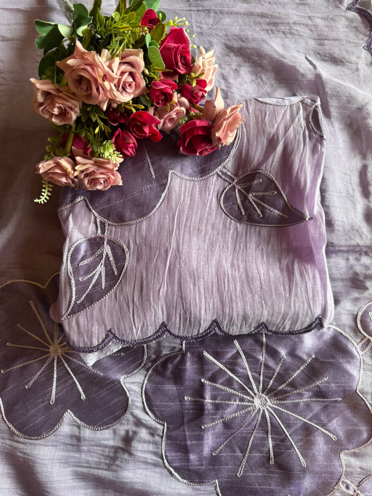 Unstitched Crushed Mul chanderi Suit