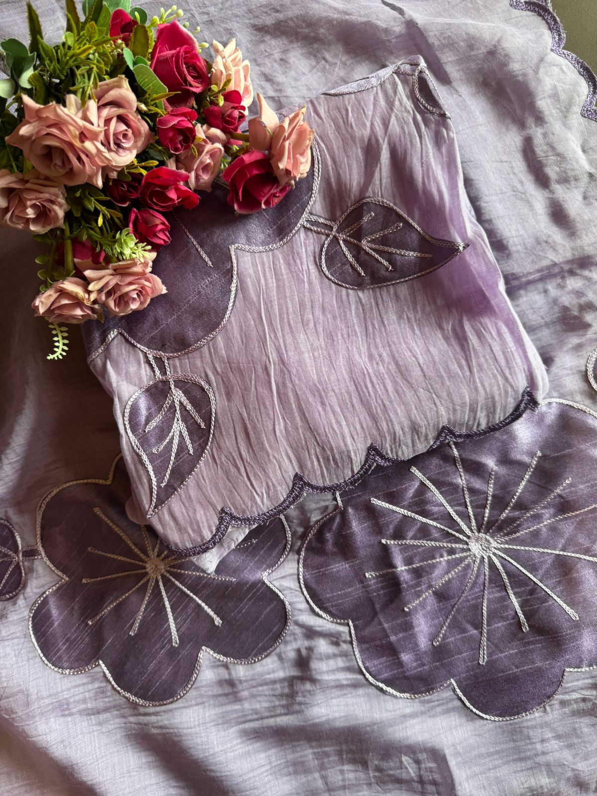 Unstitched Crushed Mul chanderi Suit