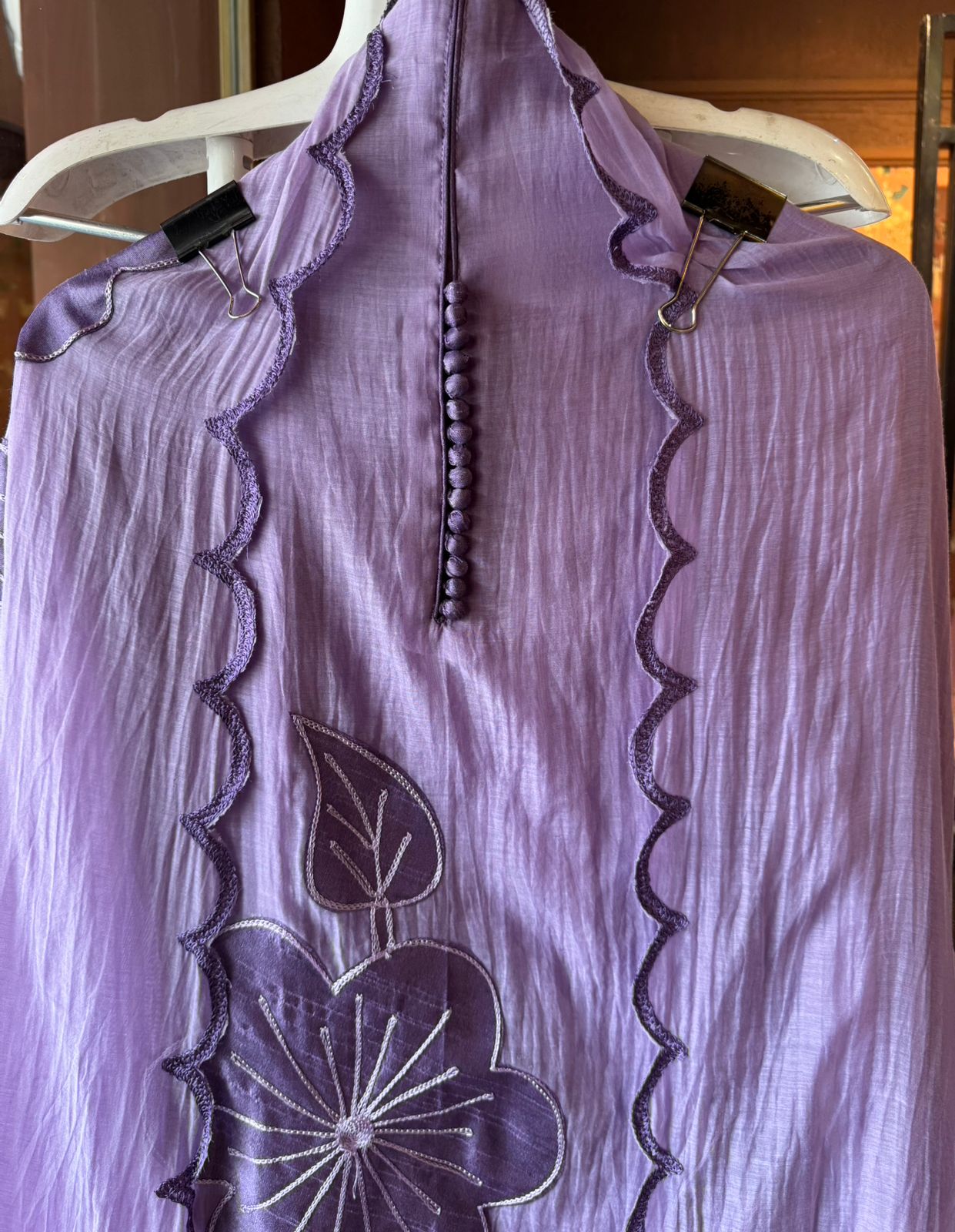 Unstitched Crushed Mul chanderi Suit