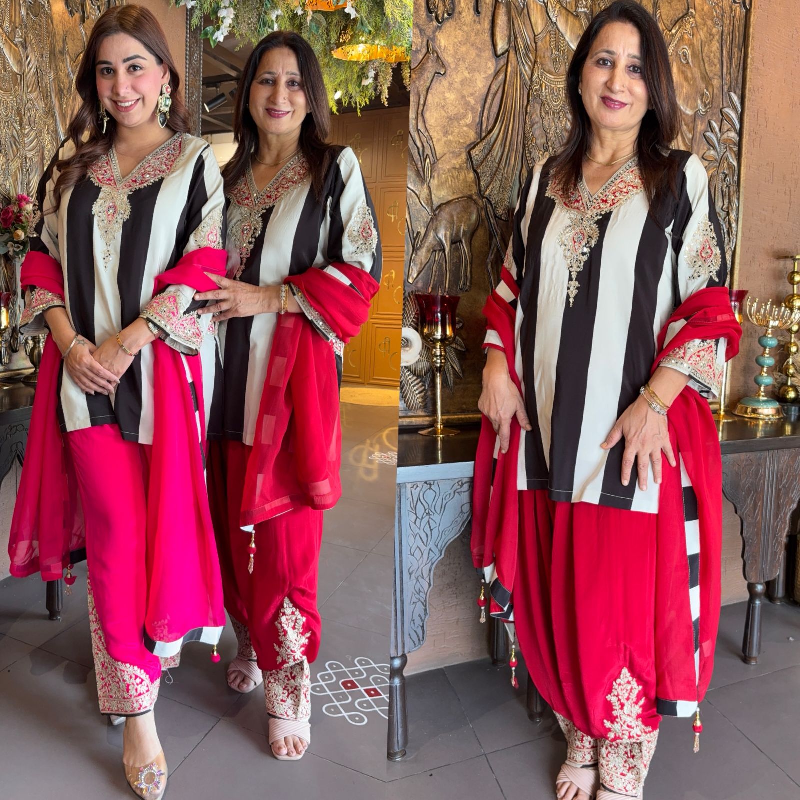 Pure crepe Black and white striped