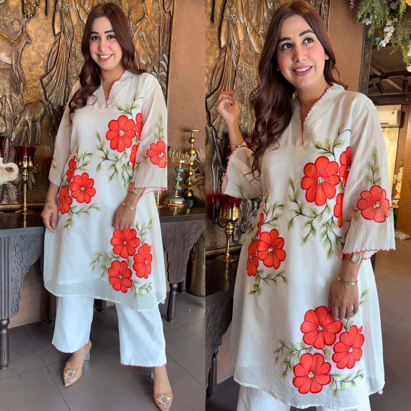 Soft Mul Mul cotton chanderi stitched