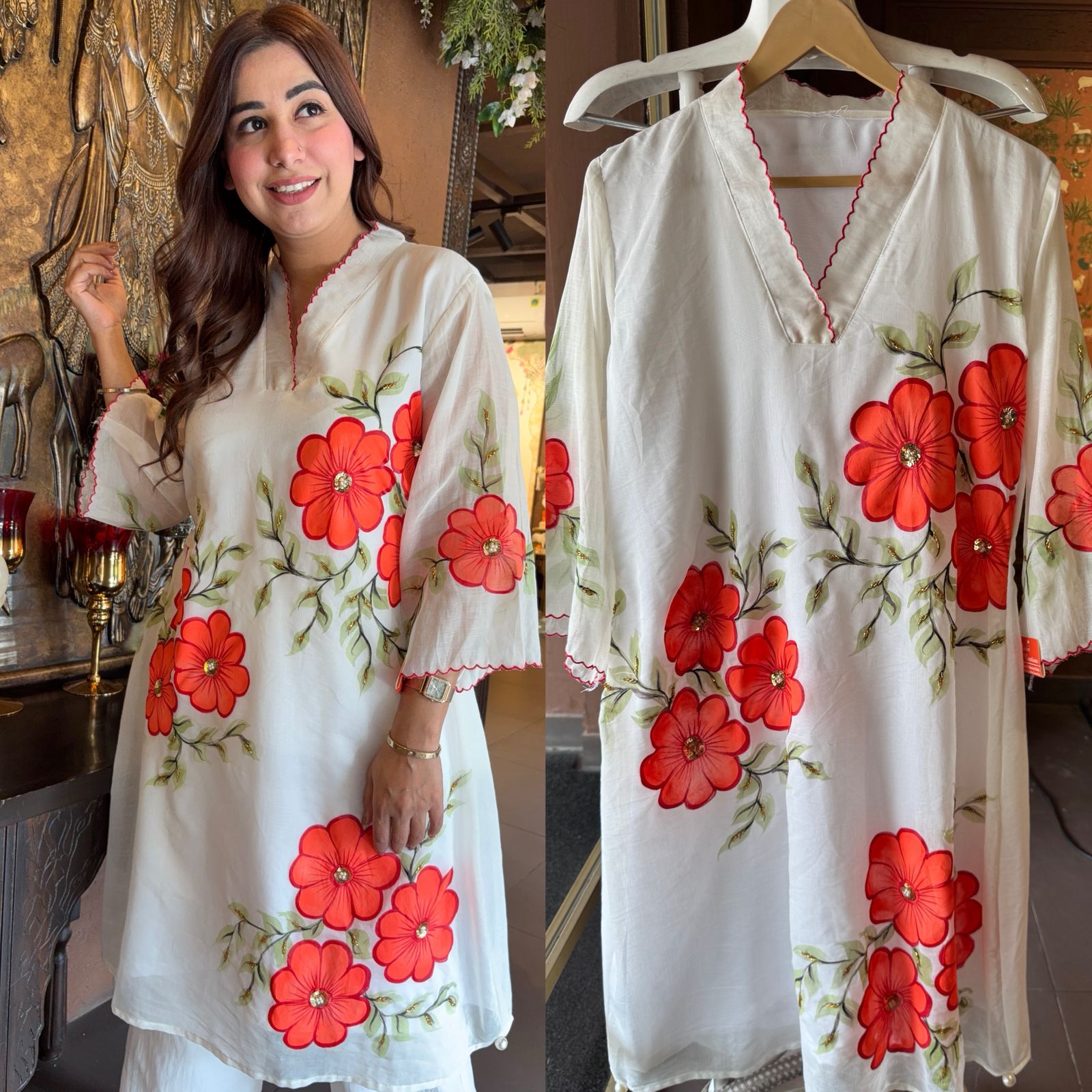 Soft Mul Mul cotton chanderi stitched