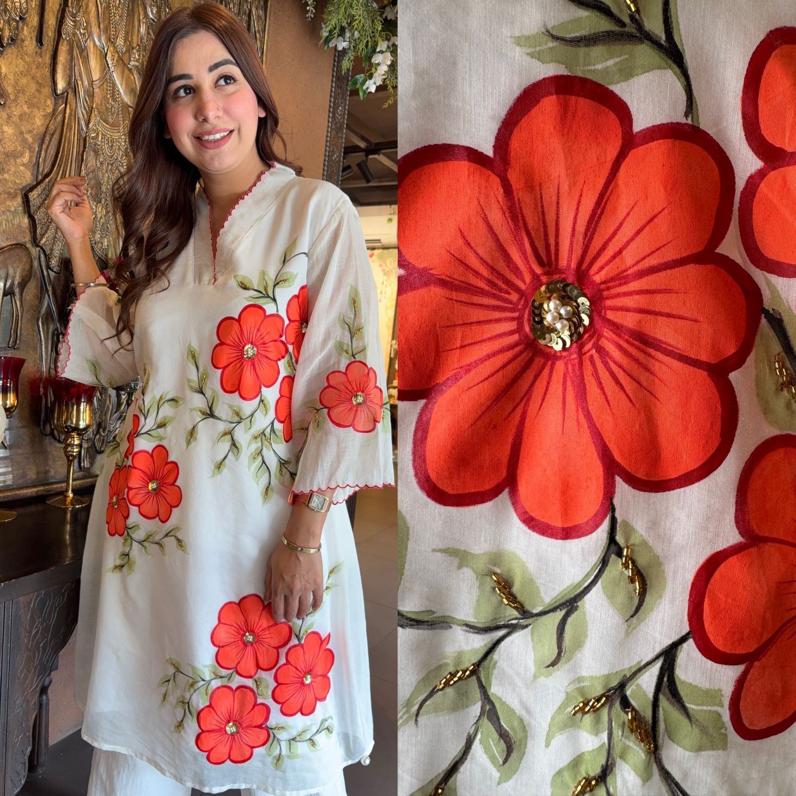 Soft Mul Mul cotton chanderi stitched