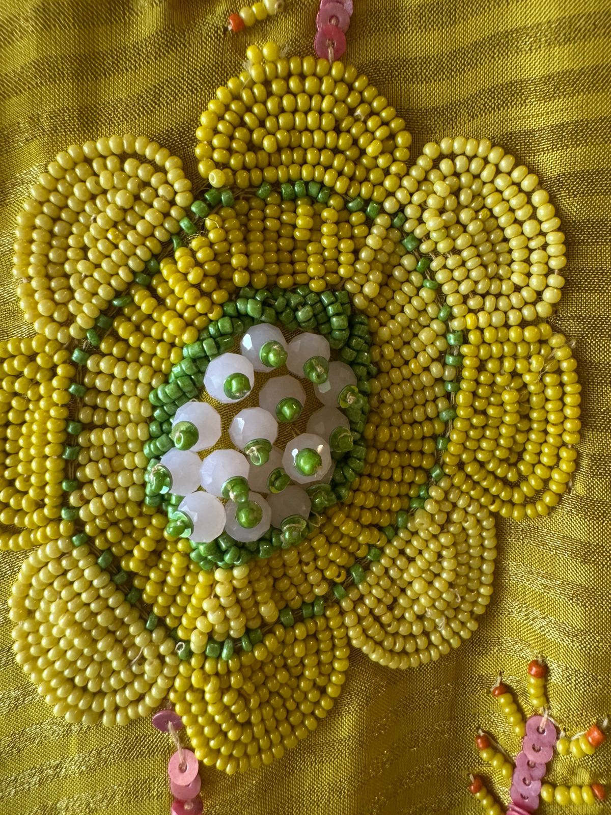 Unstitched tissue shirt with coloured Cutdana