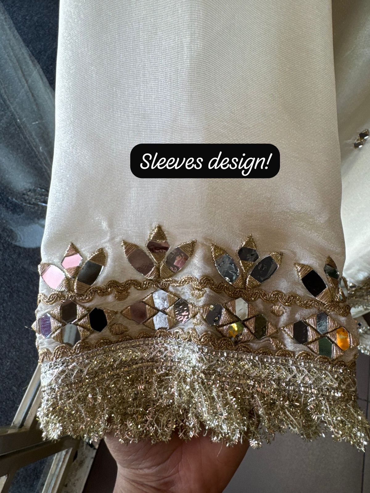 Sharara set on pure tissue with Beautiful mirror embellished neckline