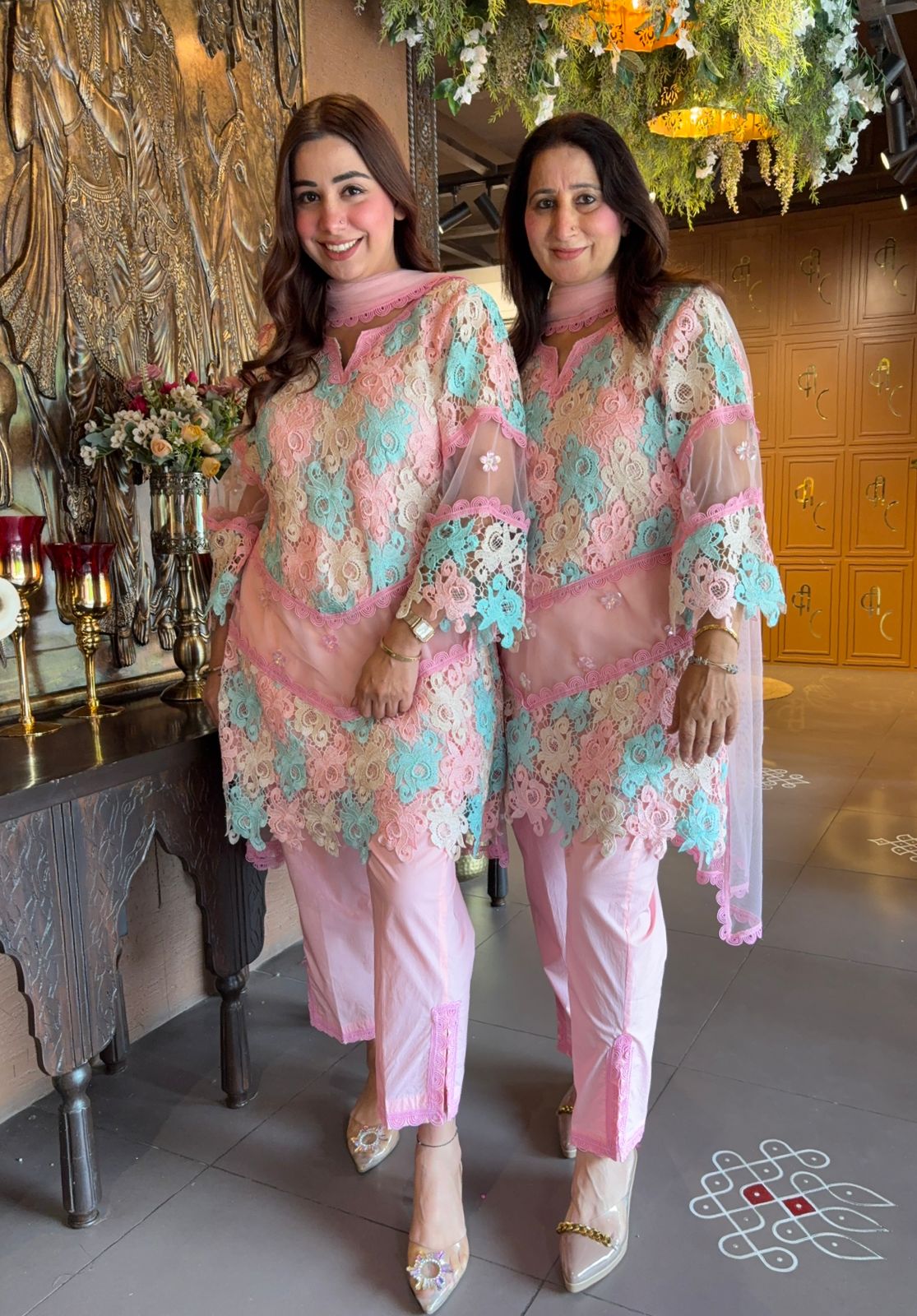 Stitched cotton Crochet shirt Front and back