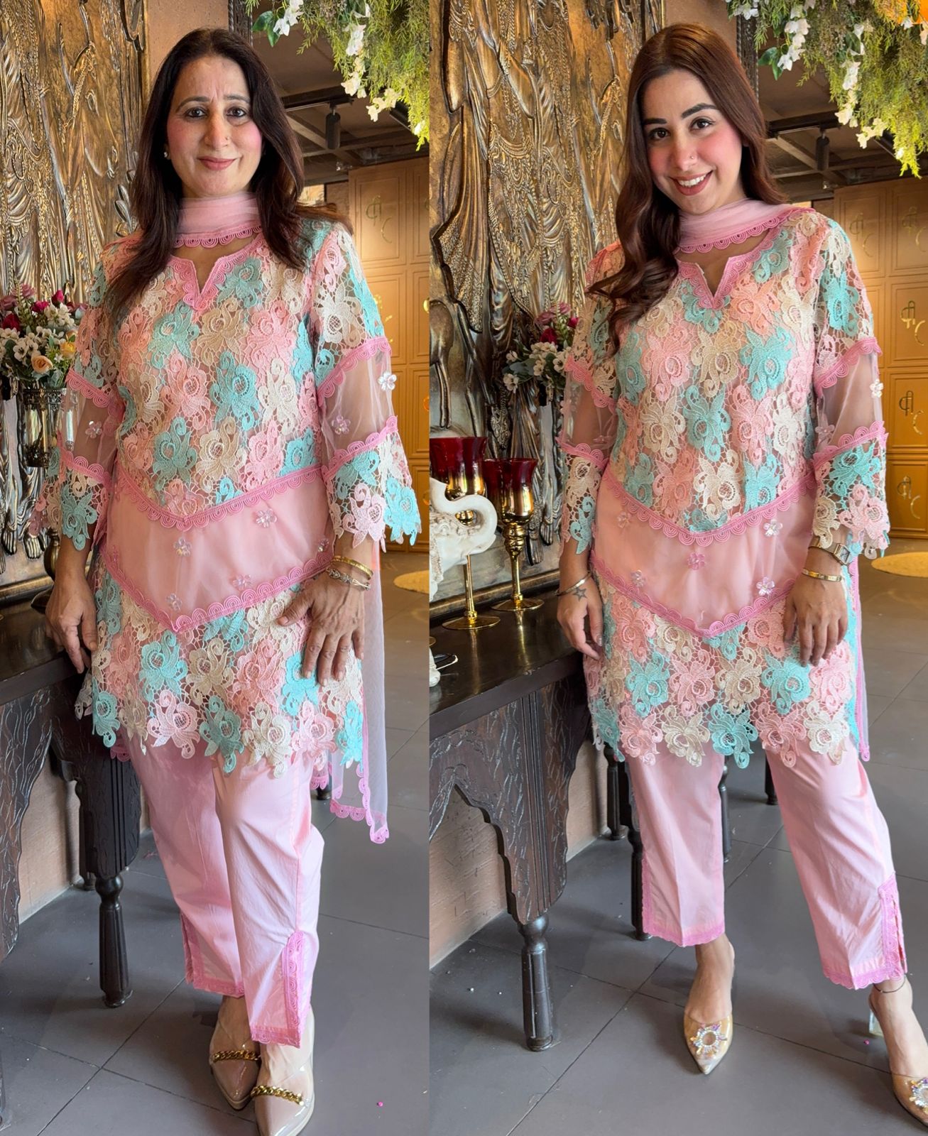 Stitched cotton Crochet shirt Front and back