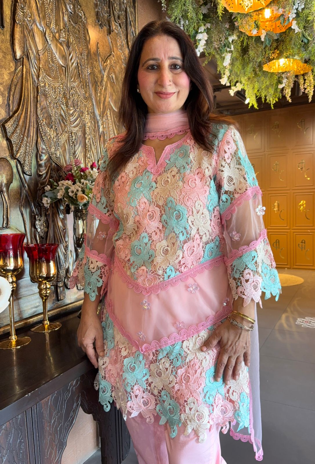 Stitched cotton Crochet shirt Front and back