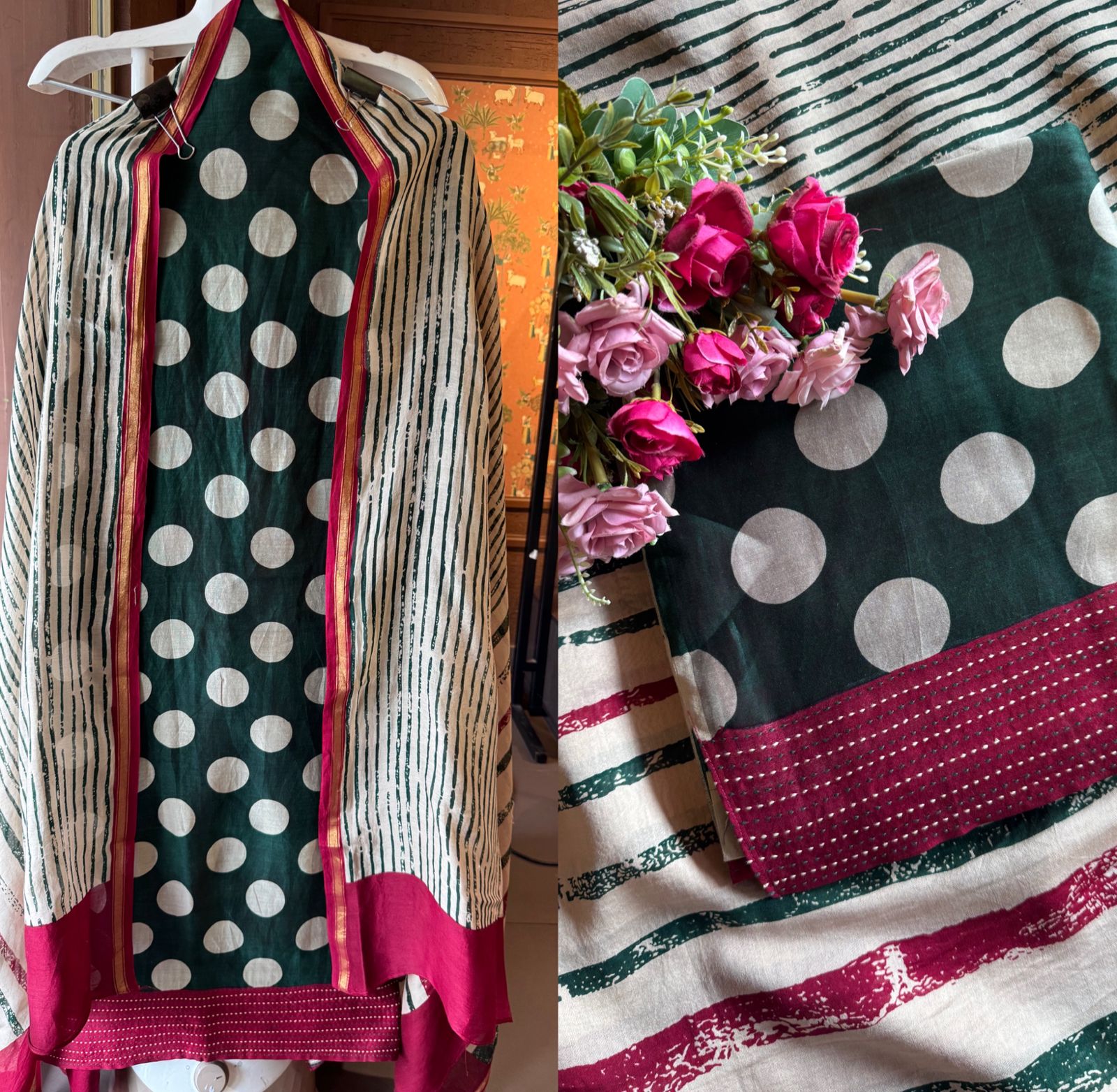 Premium Maheshwari silk unstitched shirt