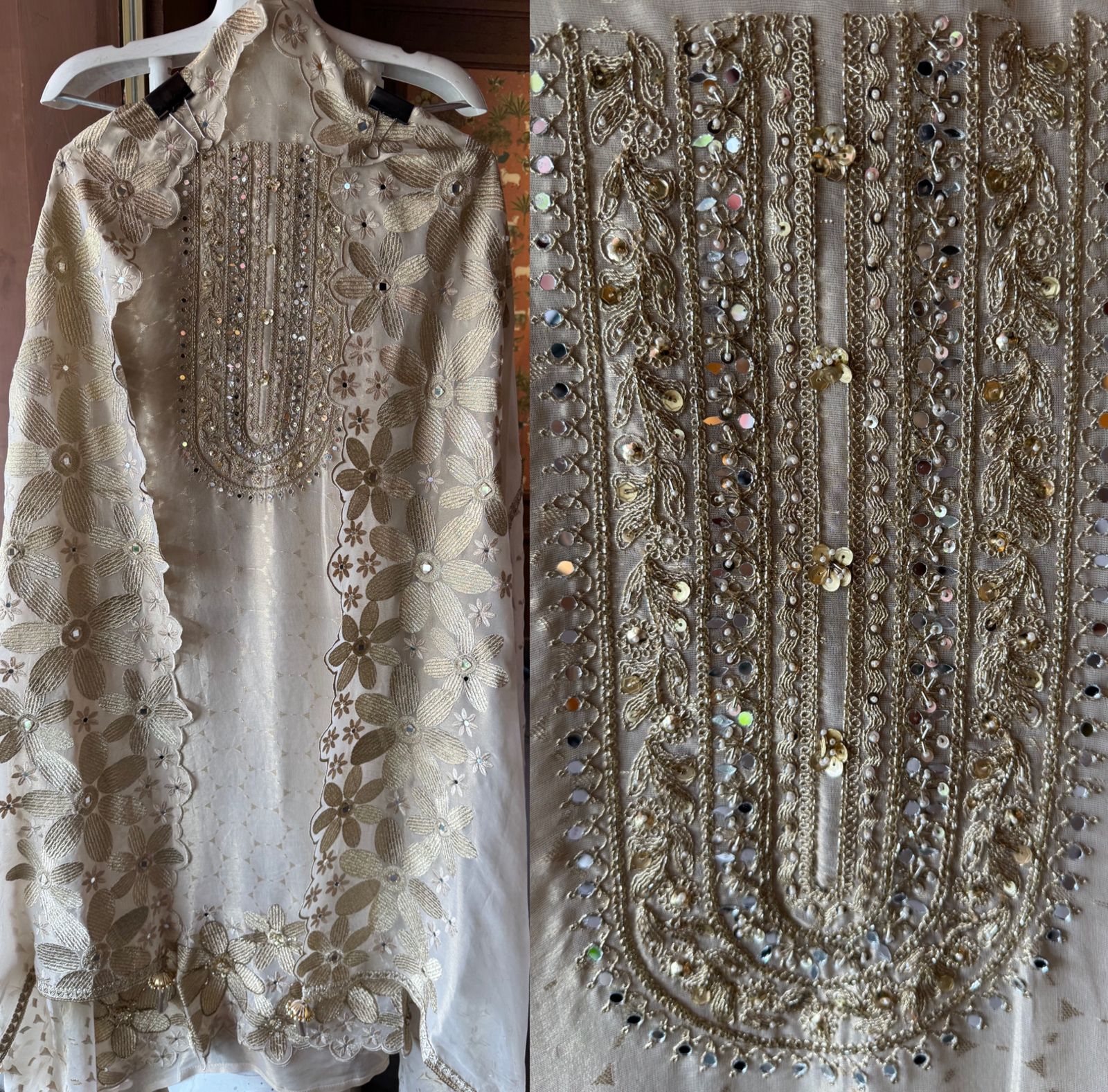 Self weaved pure shimmer tissue shirt