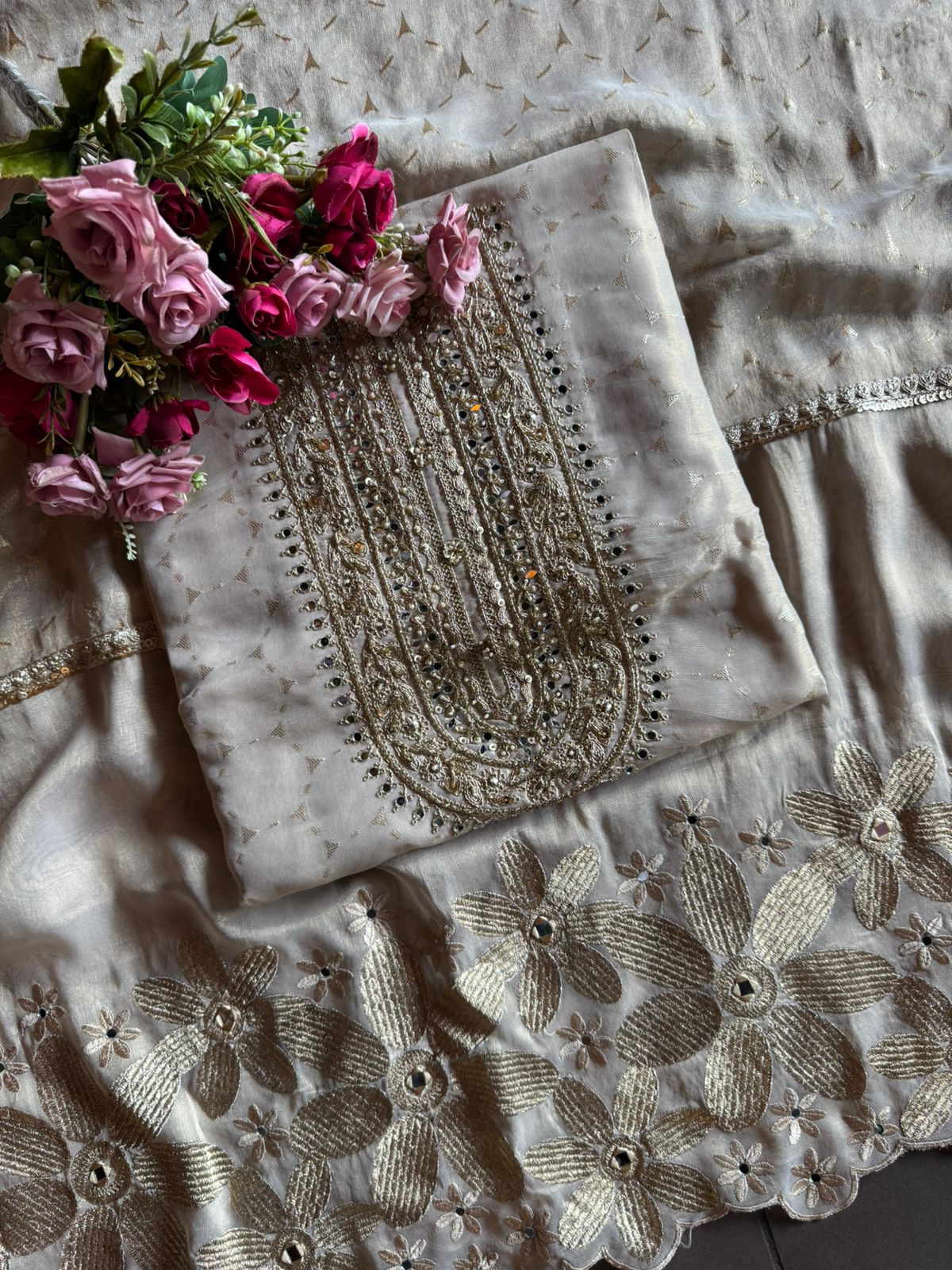 Self weaved pure shimmer tissue shirt