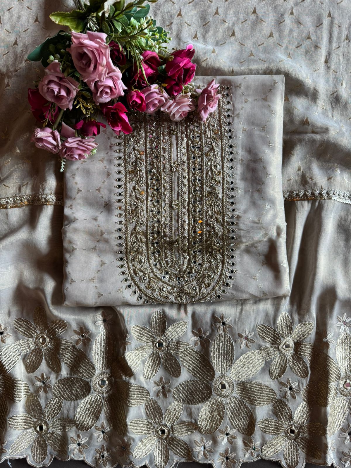 Self weaved pure shimmer tissue shirt