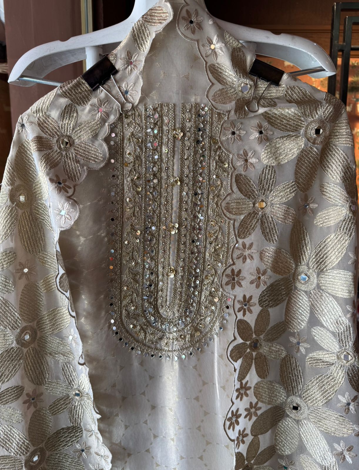 Self weaved pure shimmer tissue shirt