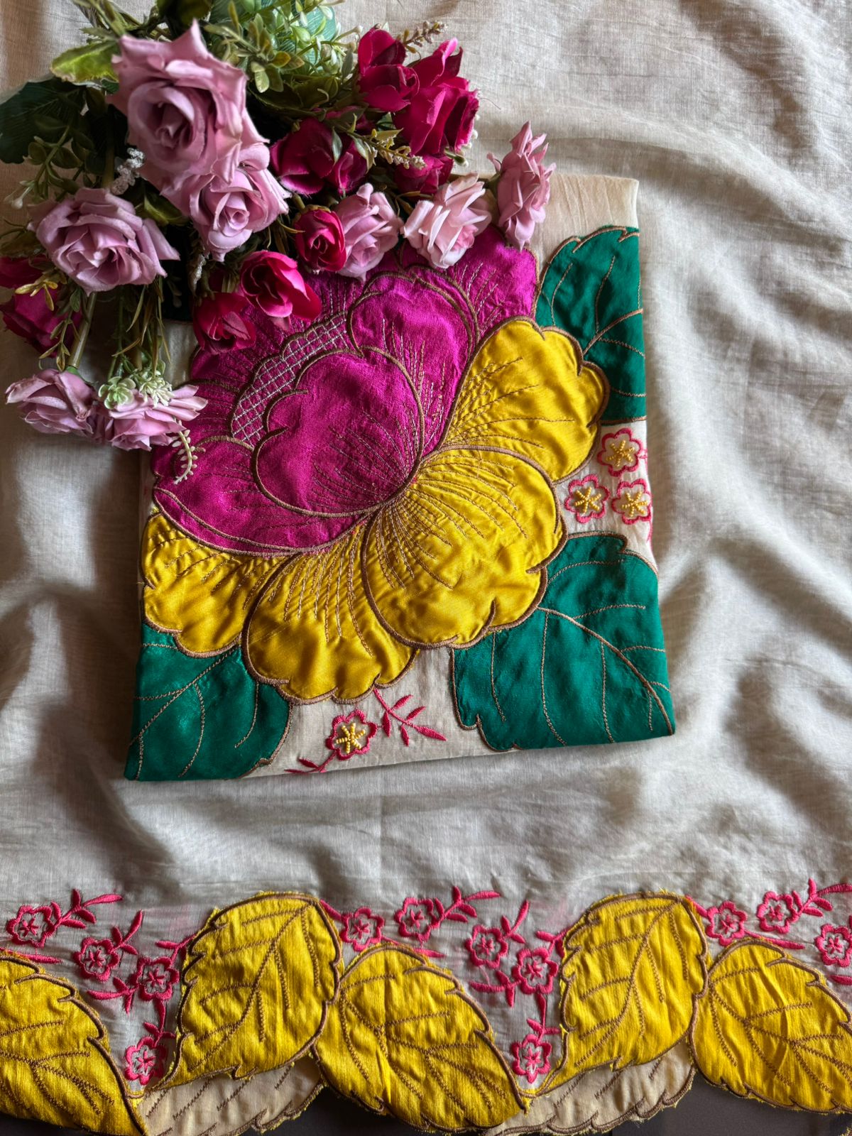 Unstitched Crushed Mul chanderi Suit