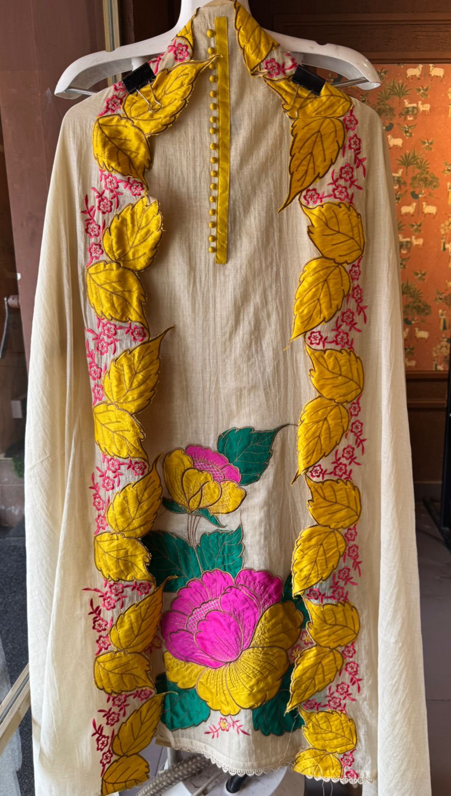Unstitched Crushed Mul chanderi Suit