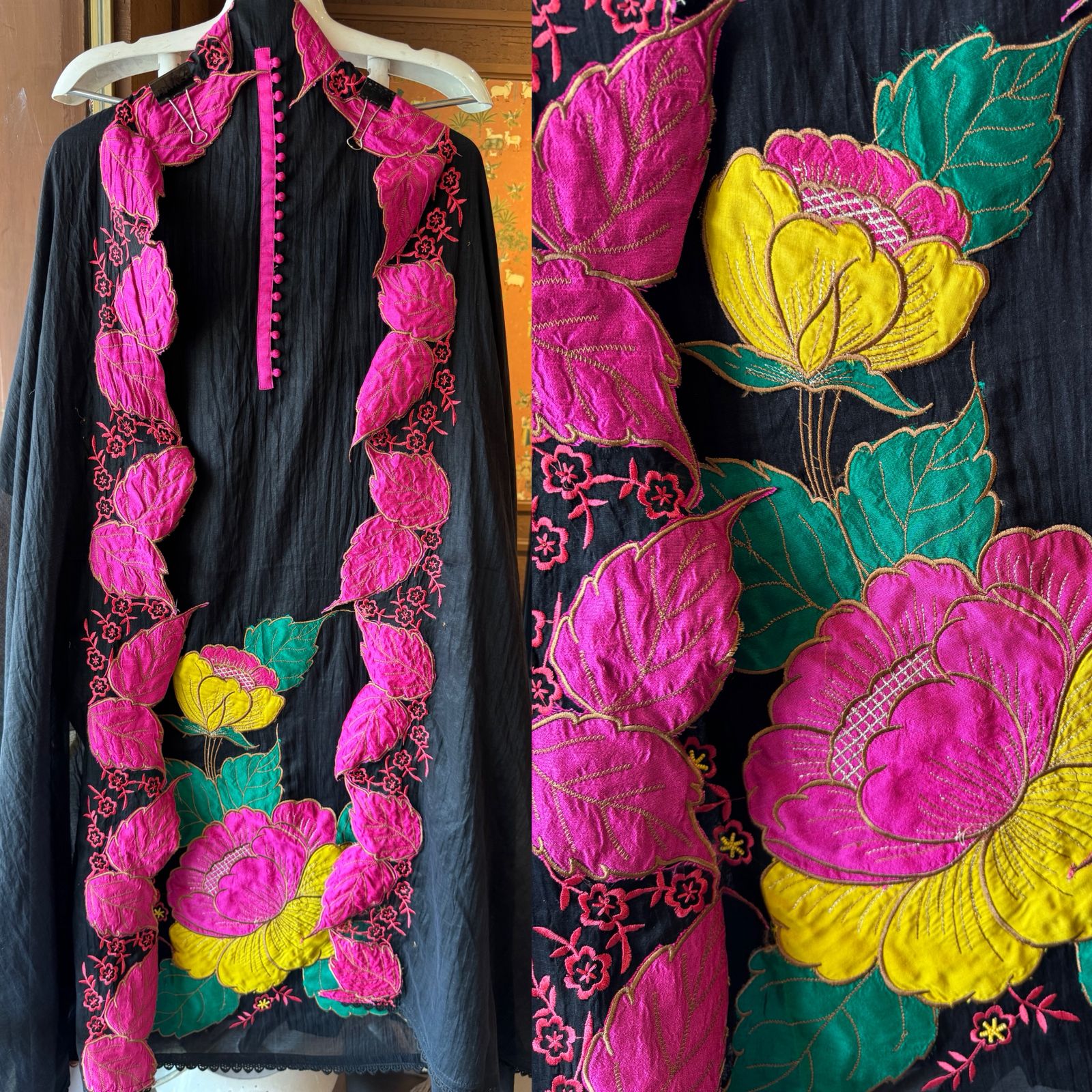 Unstitched Crushed Mul chanderi Suit