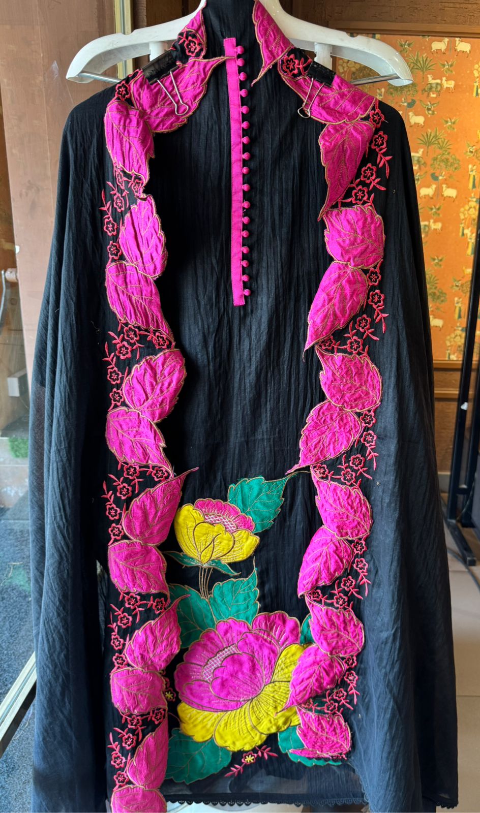 Unstitched Crushed Mul chanderi Suit