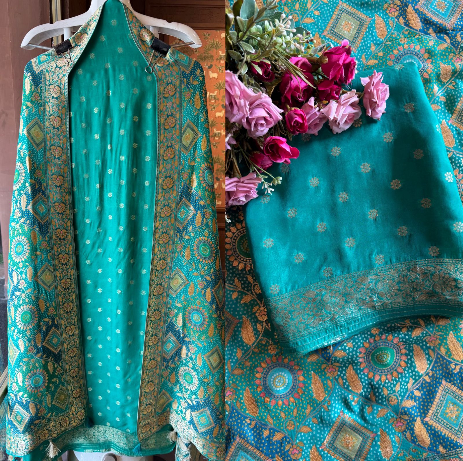 Georgette bootiedaar shirt with No neckline