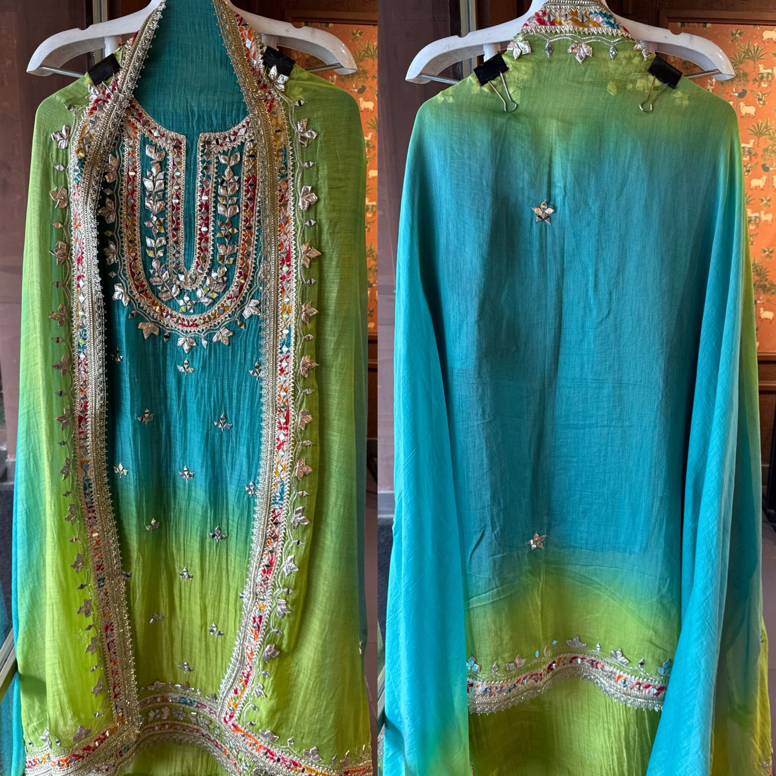 Pure mul Chanderi ombre Unstitched shirt