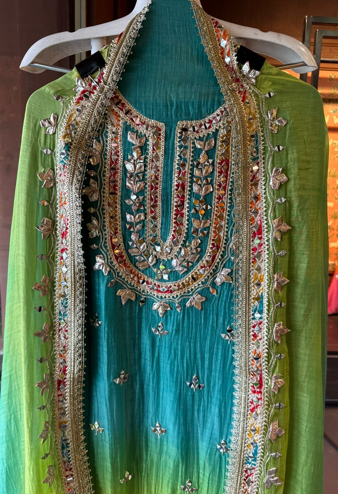 Pure mul Chanderi ombre Unstitched shirt