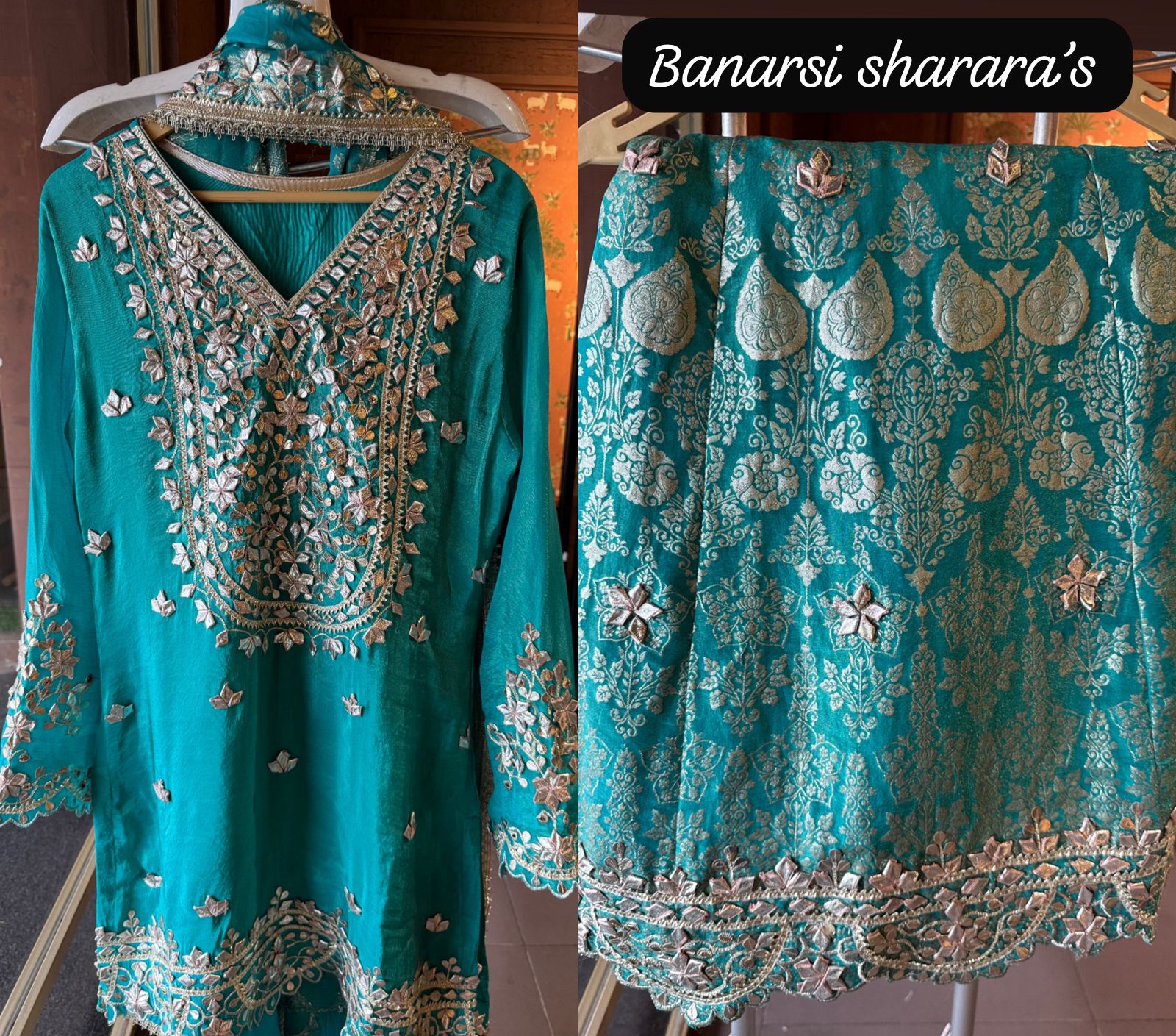 Pure Stitched tissue sharara set