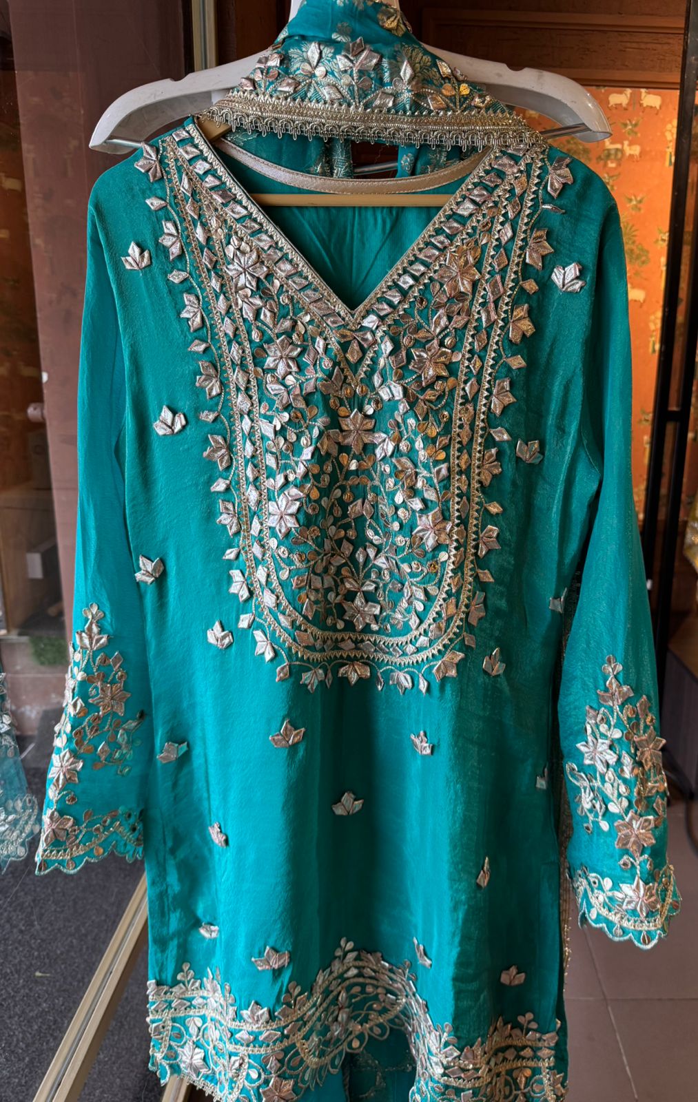 Pure Stitched tissue sharara set