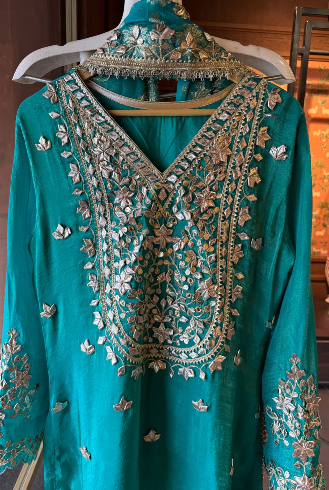 Pure Stitched tissue sharara set