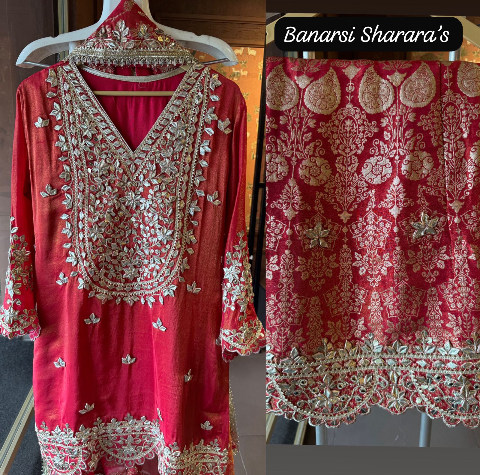 Pure Stitched tissue sharara set