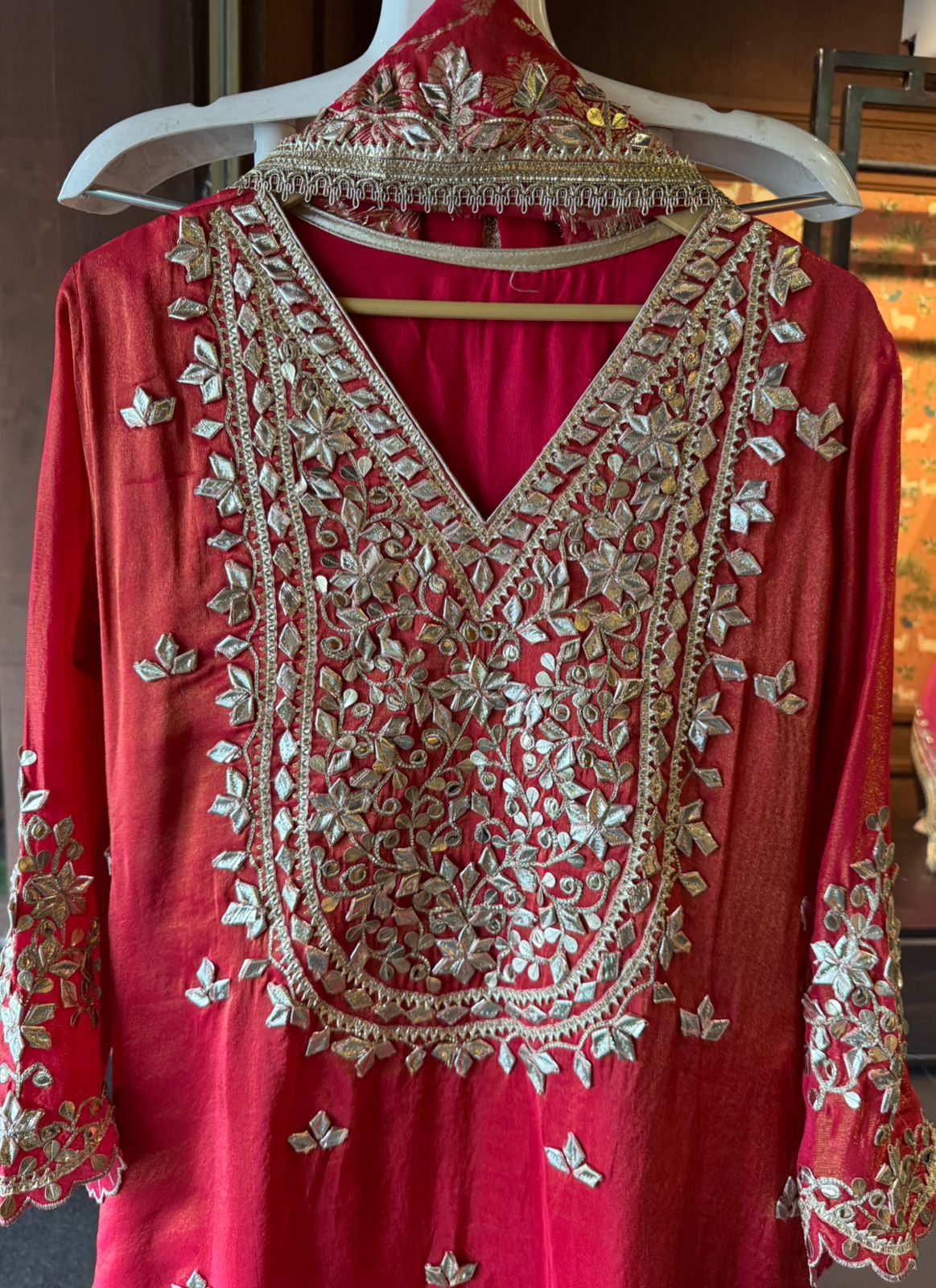 Pure Stitched tissue sharara set