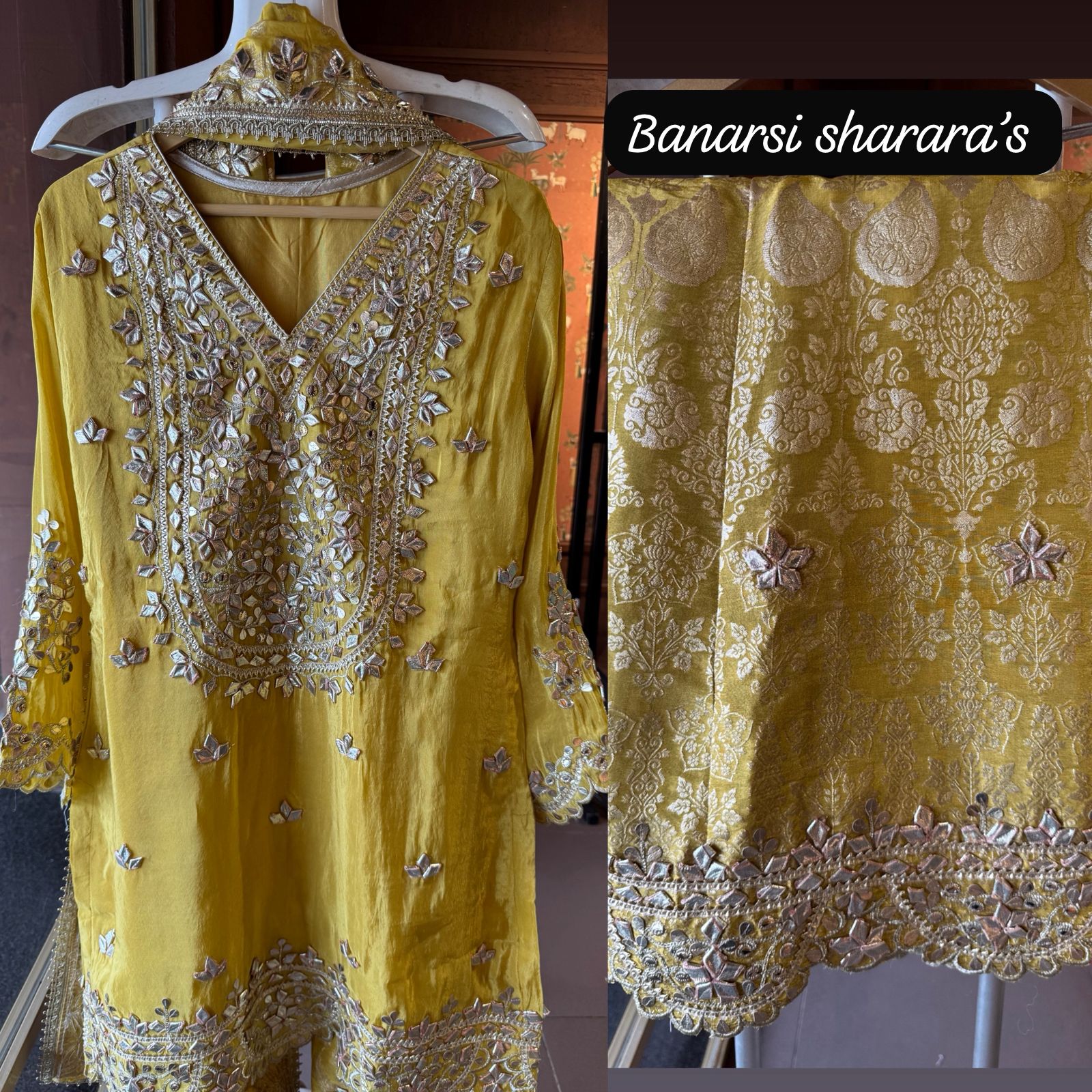 Pure Stitched tissue sharara set