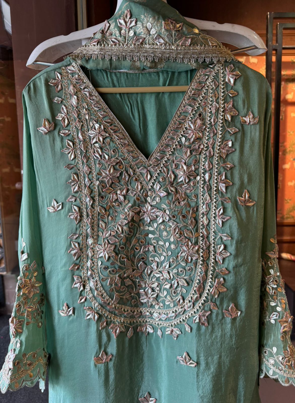 Pure Stitched tissue sharara set