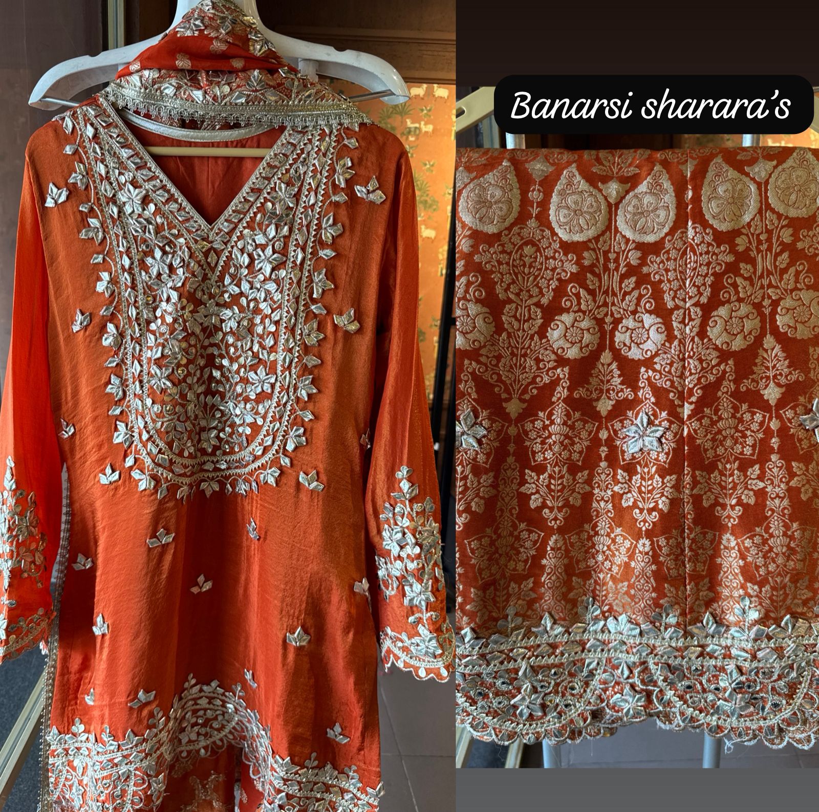 Pure Stitched tissue sharara set