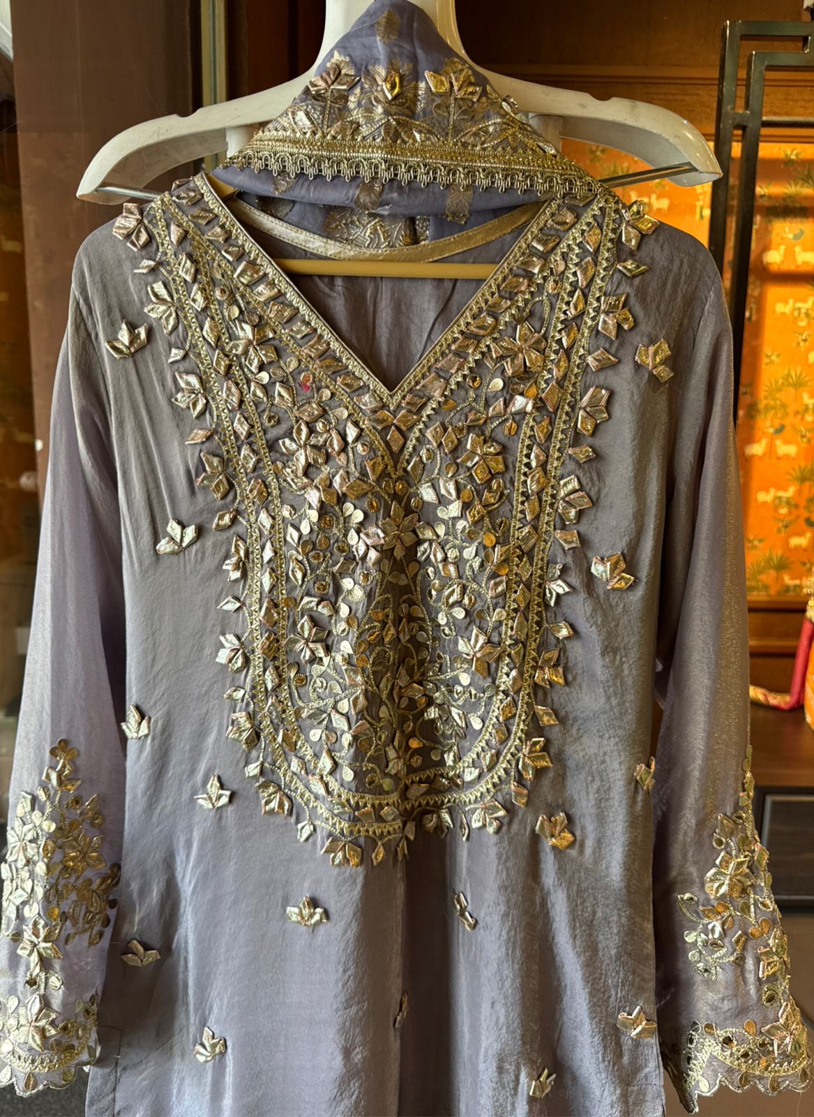 Pure Stitched tissue sharara set