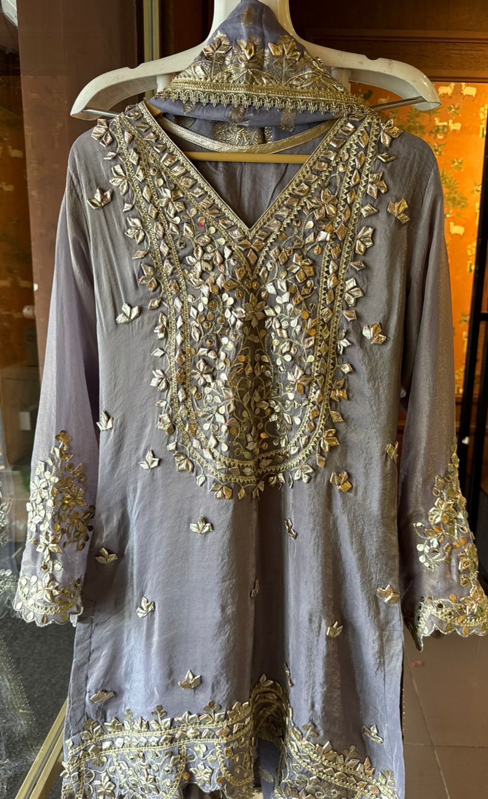 Pure Stitched tissue sharara set