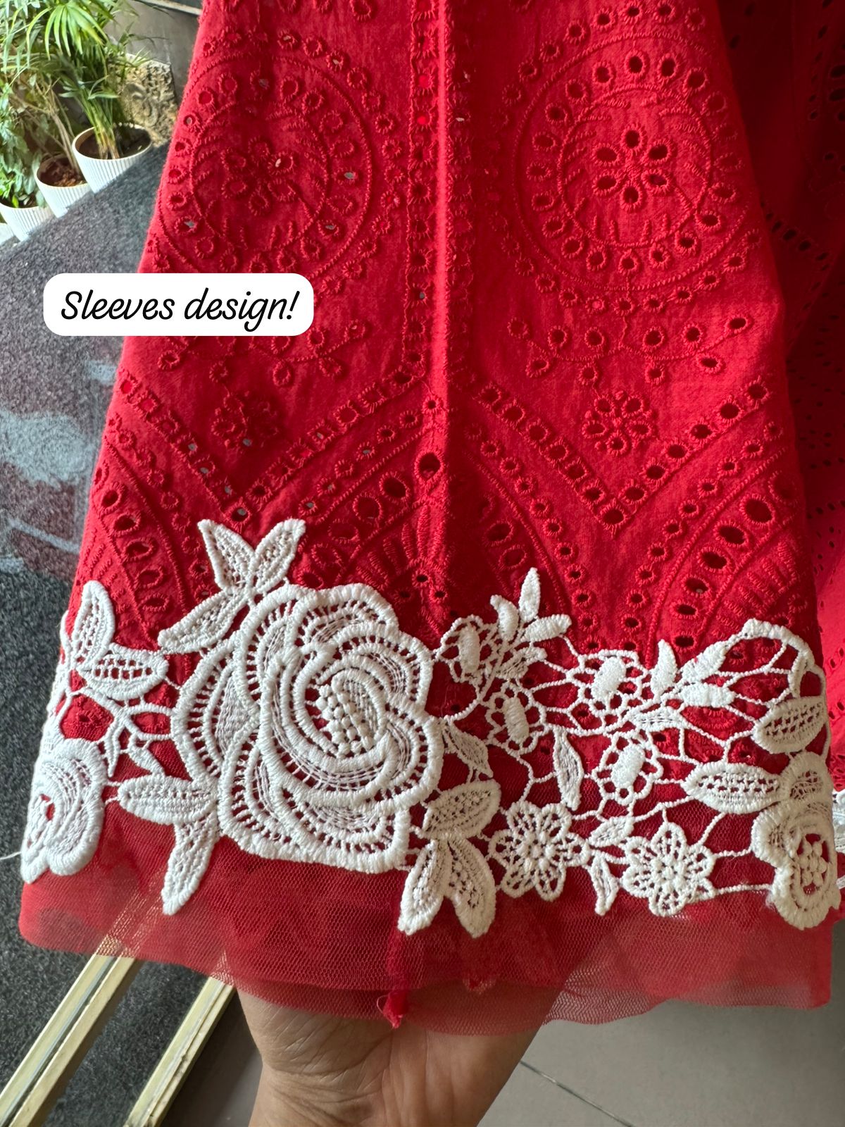 Beautiful Blood red Cotton chicken stitched Suit