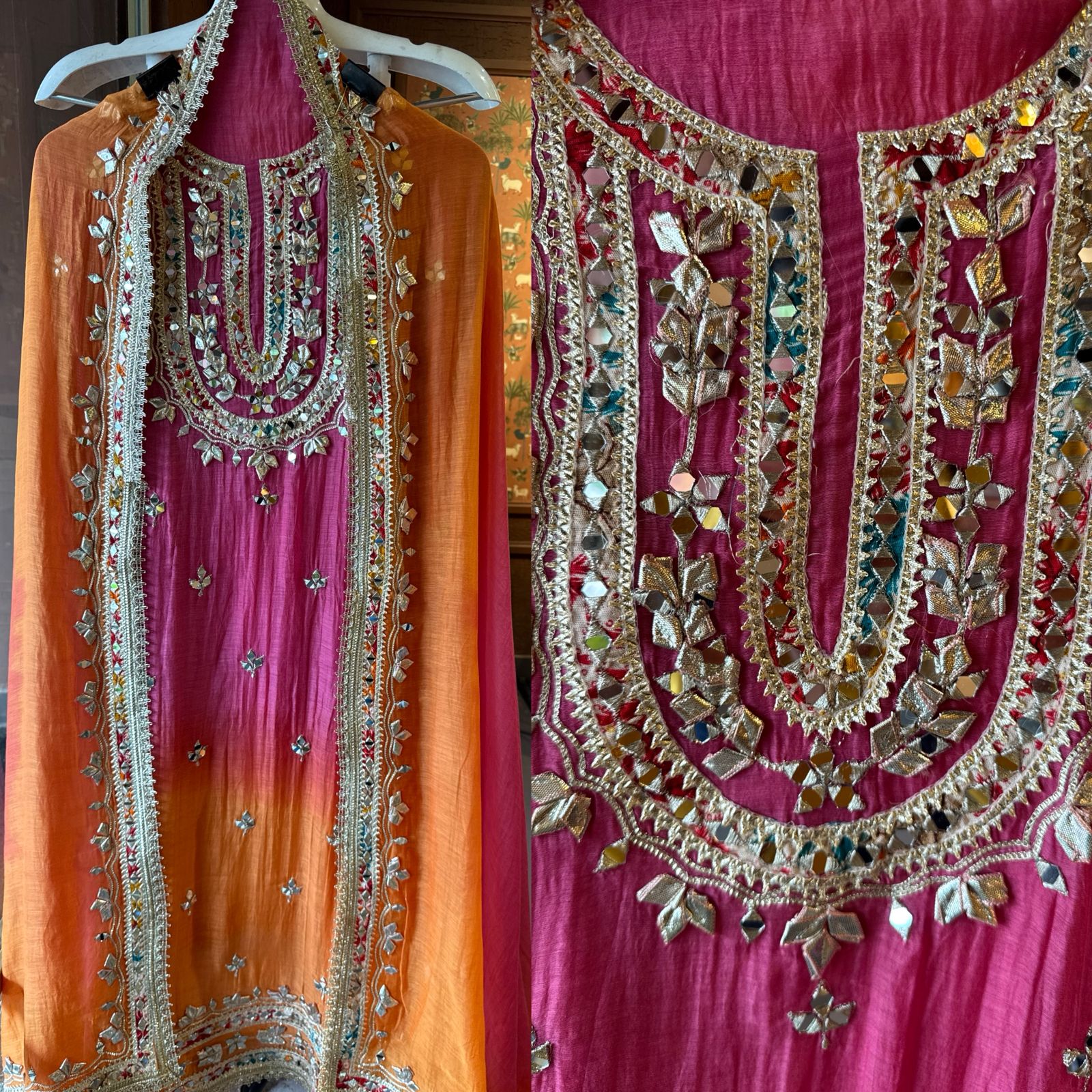 Pure mul Chanderi ombre Unstitched shirt