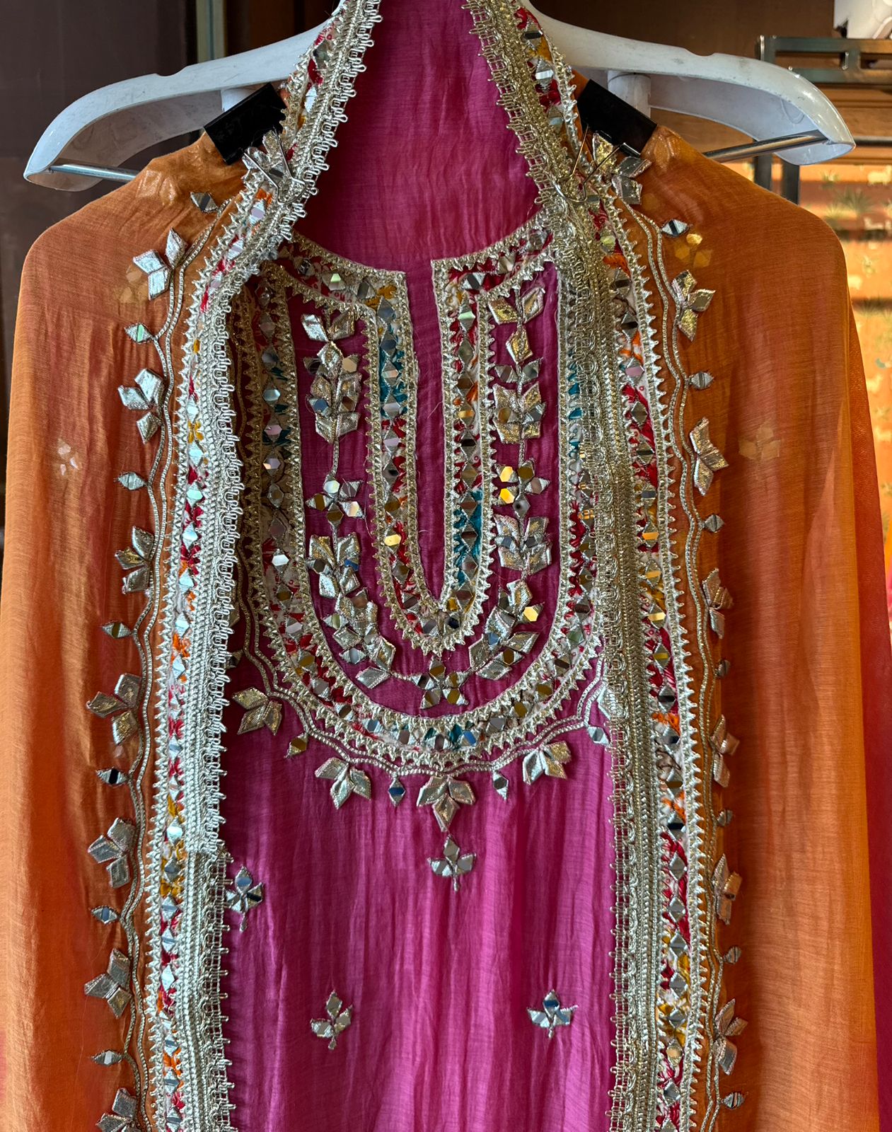 Pure mul Chanderi ombre Unstitched shirt