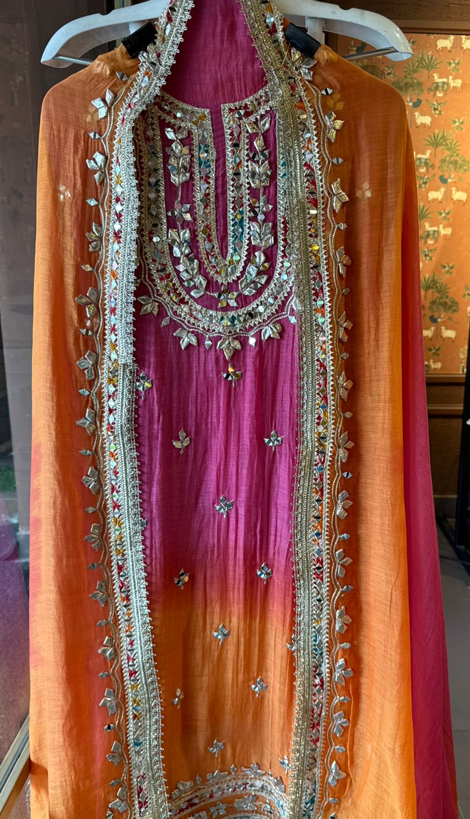 Pure mul Chanderi ombre Unstitched shirt