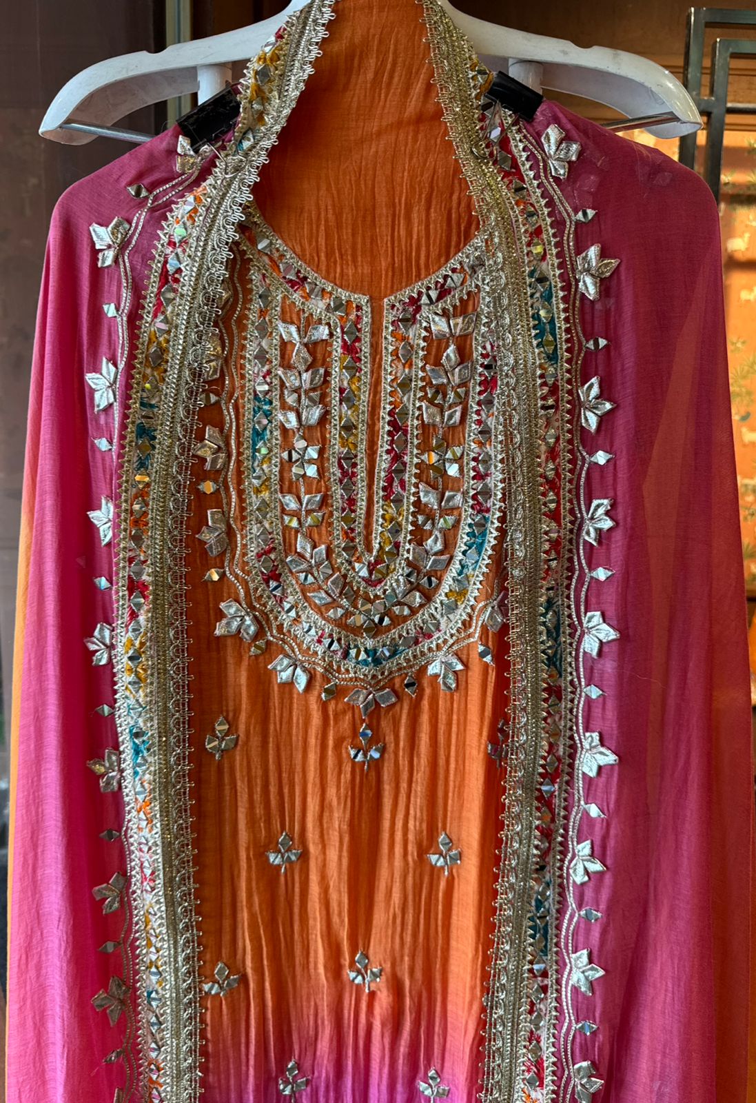 Pure mul Chanderi ombre Unstitched shirt