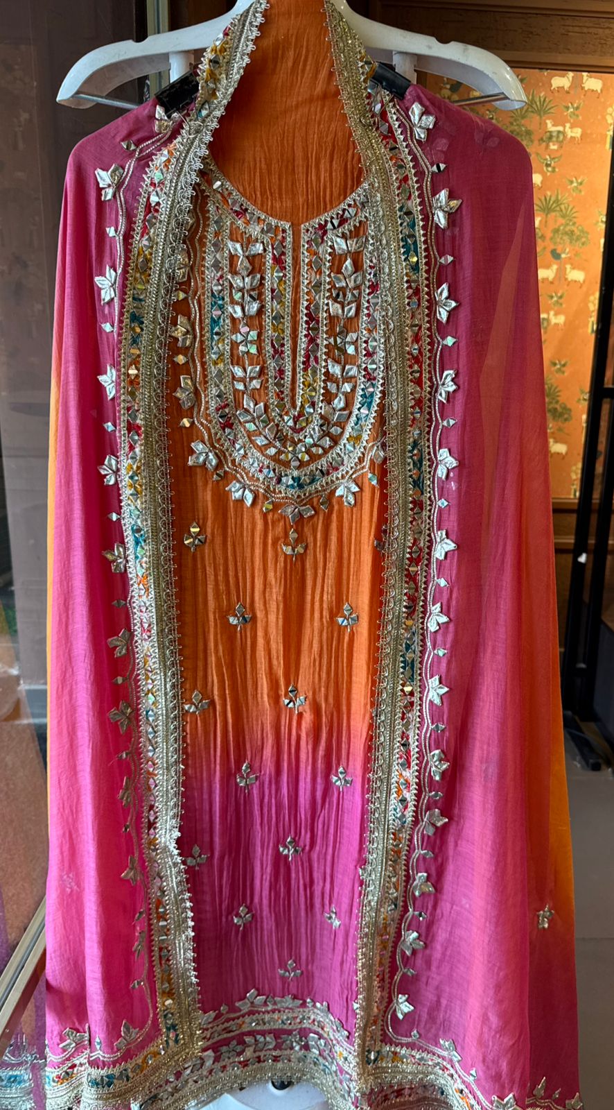 Pure mul Chanderi ombre Unstitched shirt