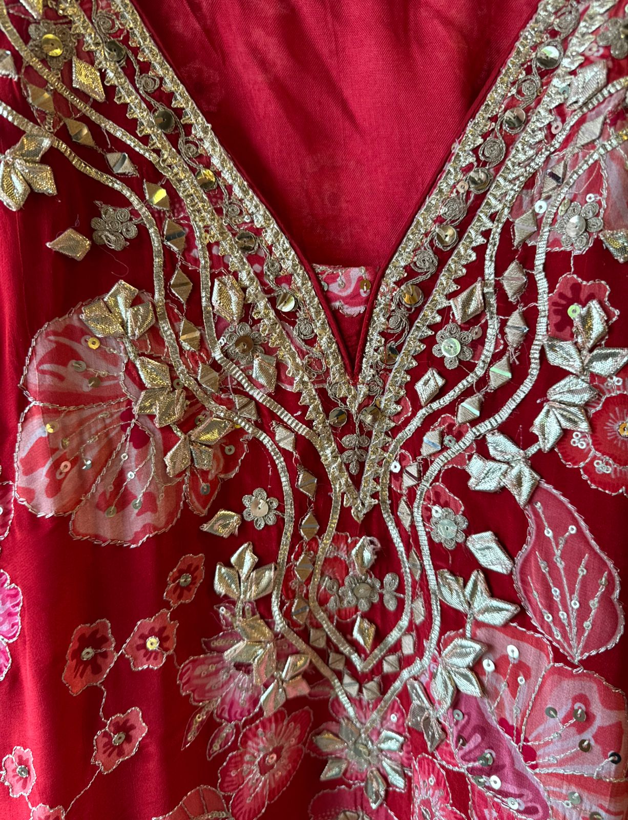 Pure crepe stitched kaaftan set