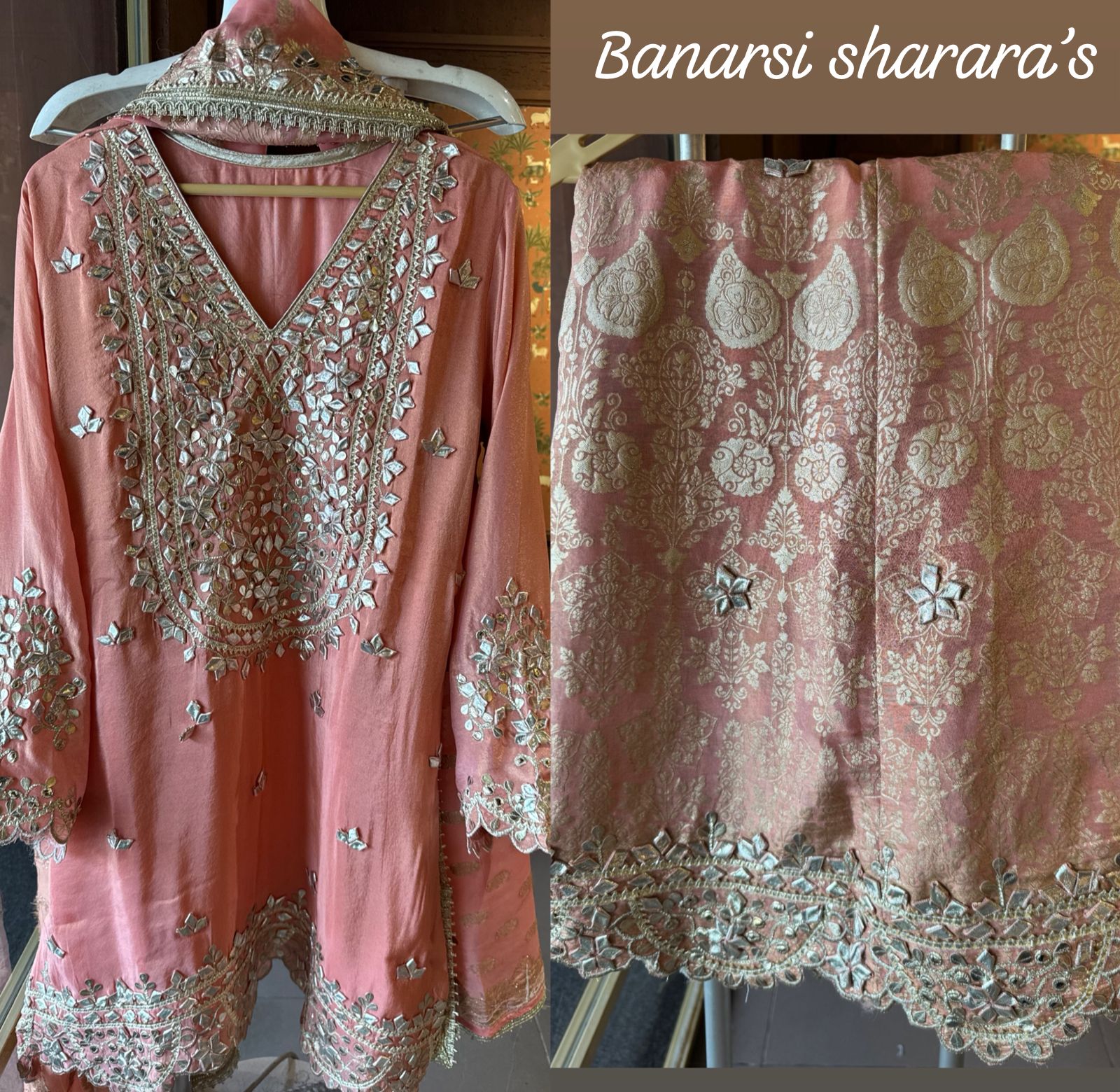 Pure Stitched tissue sharara set