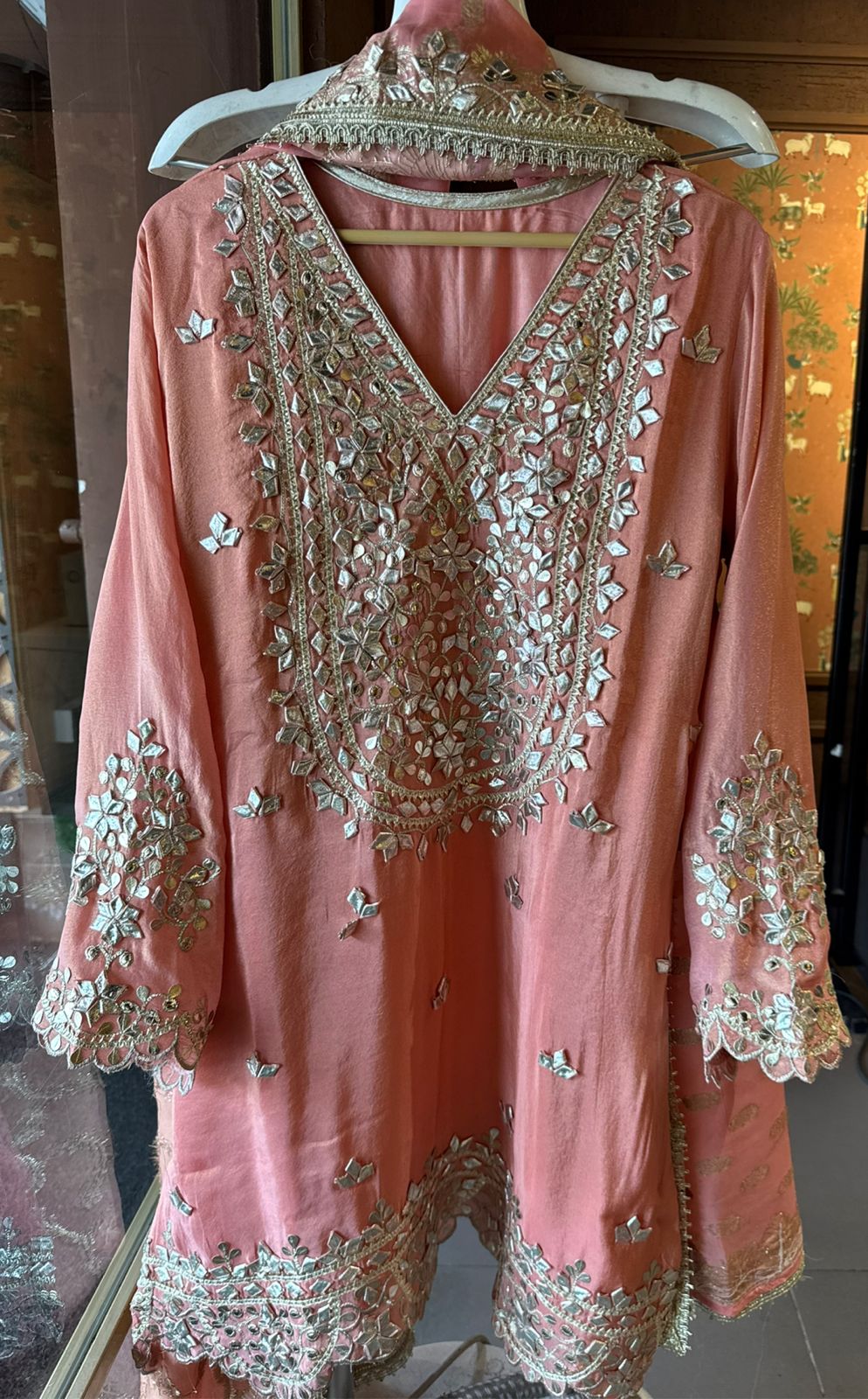 Pure Stitched tissue sharara set