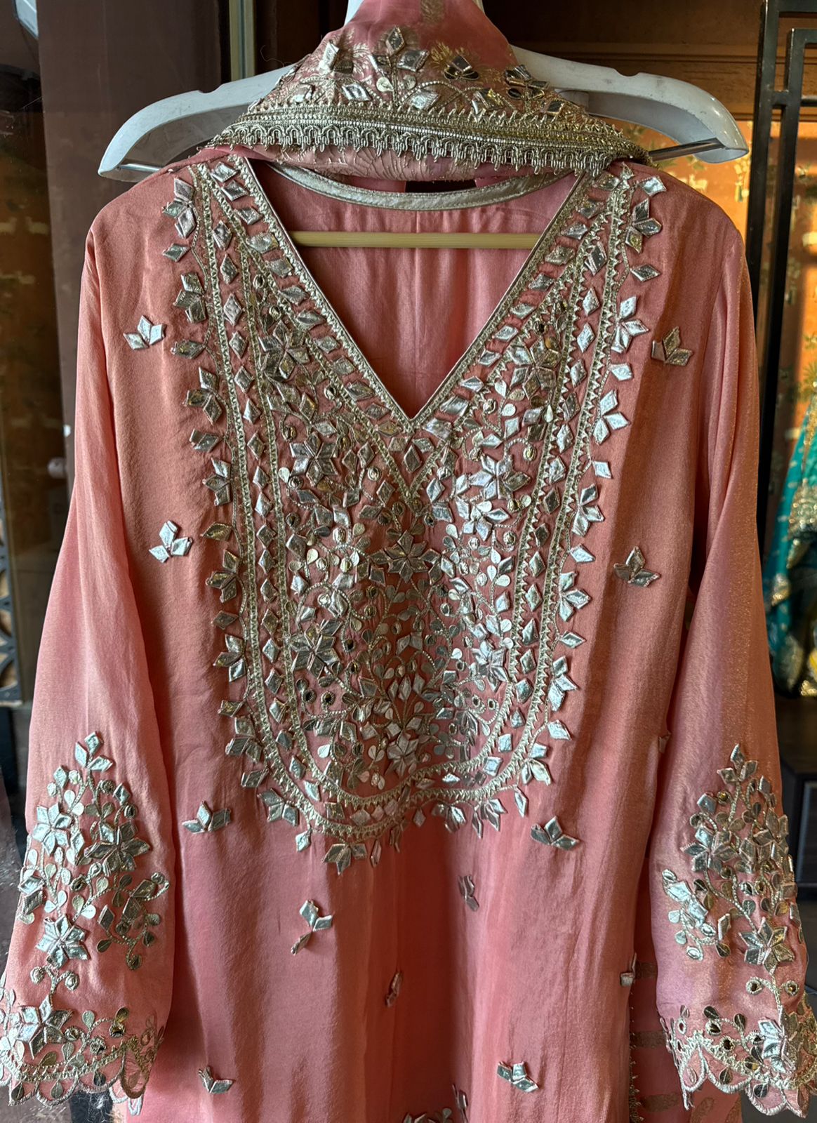 Pure Stitched tissue sharara set