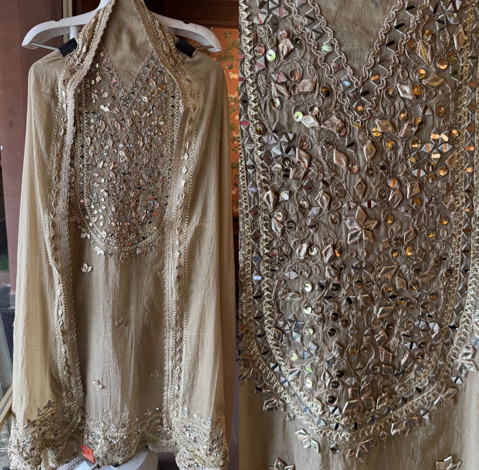 Unstitched Mul cotton chanderi shirt