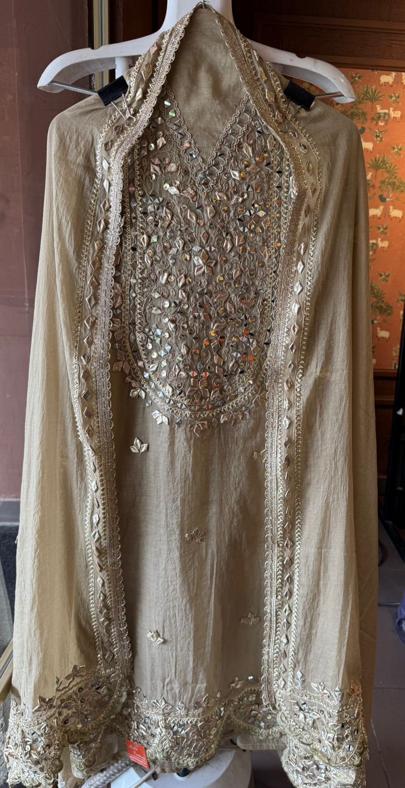 Unstitched Mul cotton chanderi shirt