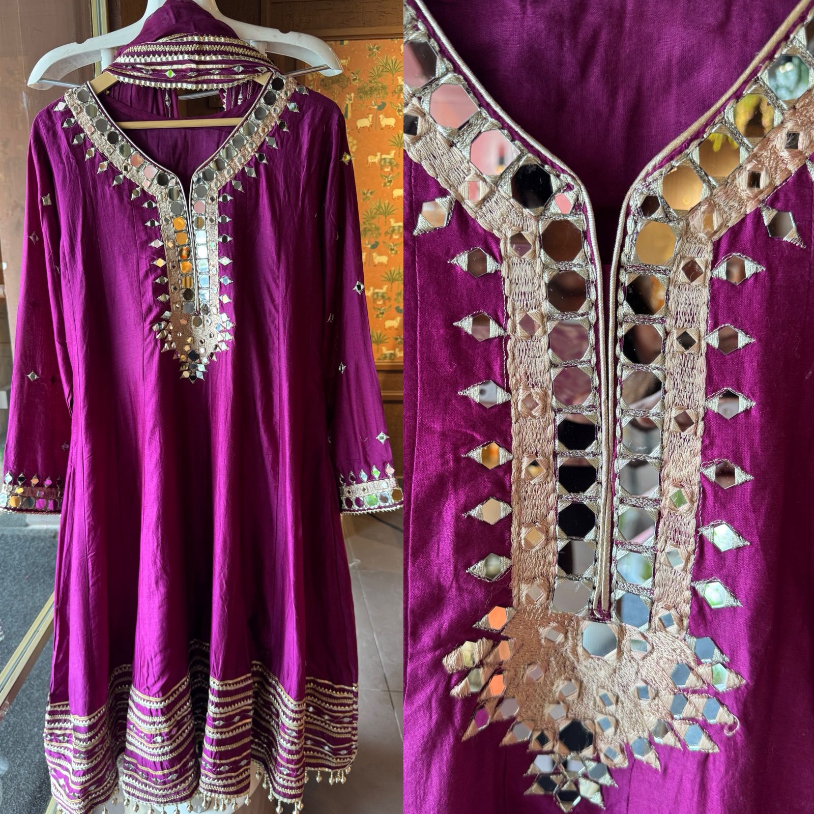 Soft Mul chanderi Anarkali suit